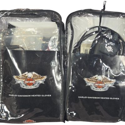 A Pair of Harley-Davidson Heated II Plug-In Motorcycle Gloves in Sizes XL and 2XL