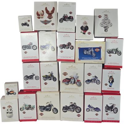 Twenty-Two Hallmark Keepsake Harley-Davidson Christmas Ornaments in Original Boxes