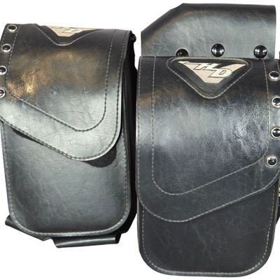 A Pair of Harley-Davidson Black Vinyl Fairing Lower Storage Pouches