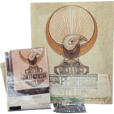 One Vintage AMF Harley-Davidson Eagle String Art Kit
