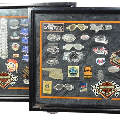 Harley-Davidson and H.O.G. Memorabilia in Two Display Cases