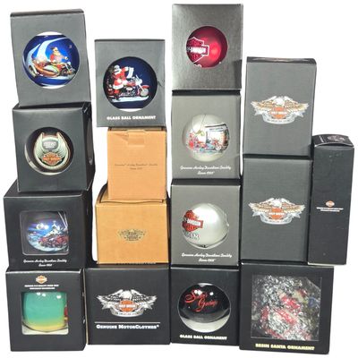 Sixteen Harley-Davidson Holiday Ornaments and Collectibles Dated 2001 to 2014