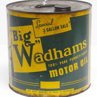 Sale Photo Thumbnail #3: 3-gallon Big Wadhams Motor Oil tin
