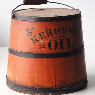 Sale Photo Thumbnail #305: 2-gallon wooden Kerosene Oil bucket