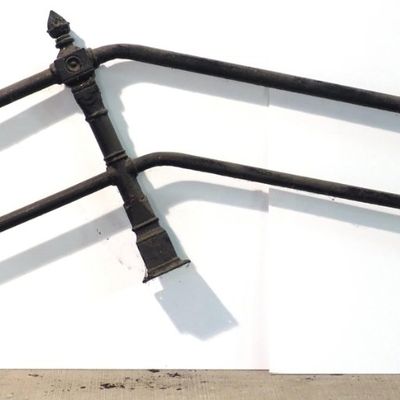 Sale Photo Thumbnail #91: 2-pc cast iron hand rail with pineapple finials