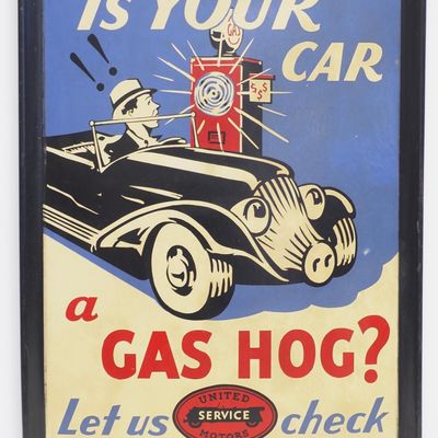 Sale Photo Thumbnail #314: United Service Motors "Gas Hog" sign