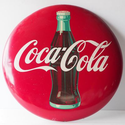 Sale Photo Thumbnail #250: Coca Cola button sign