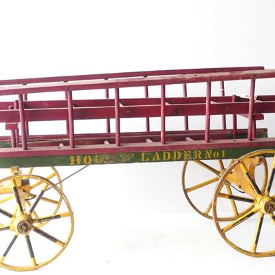 Sale Photo Thumbnail #293: Hook & Ladder No.1 child's wooden pull wagon