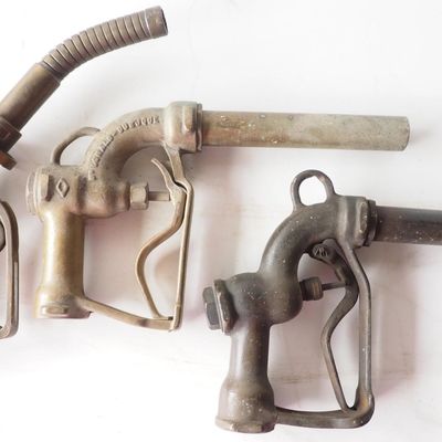 Sale Photo Thumbnail #55: (3) Brass gas pump nozzles