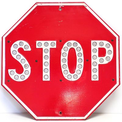 Sale Photo Thumbnail #254: STOP sign with reflective cat-eyes