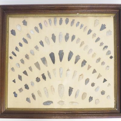 Sale Photo Thumbnail #59: Frame of Indian arrowheads