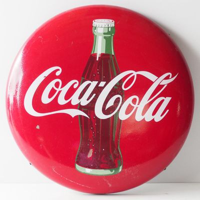 Sale Photo Thumbnail #249: Coca Cola button sign