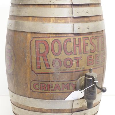 Sale Photo Thumbnail #104: Rochester Root Beer wooden dispenser barrel