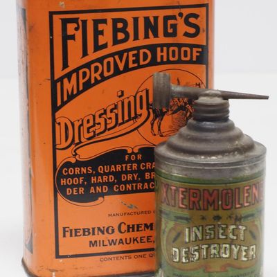 Sale Photo Thumbnail #312: Xtermolene tin / 1-quart Fiebing's tin