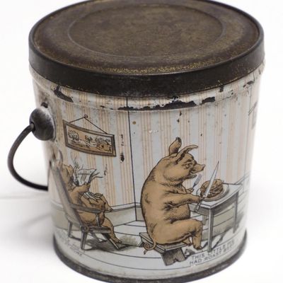 Sale Photo Thumbnail #20: Miniature tin bucket with Three Little Pigs