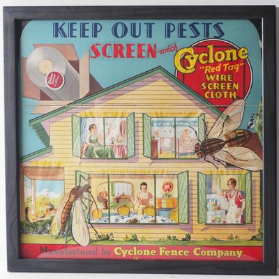 Sale Photo Thumbnail #241: Cyclone framed cardboard advertisement
