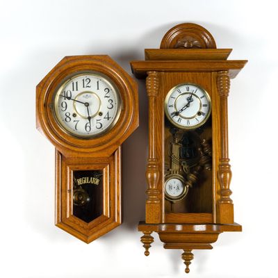 Sale Photo Thumbnail #131: 2 Hanging Wall Clocks Incl. Regulator