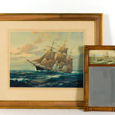 Sale Photo Thumbnail #364: Naval Painted Mirror and Print