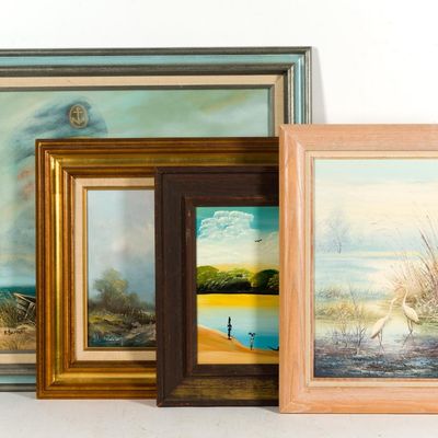 Sale Photo Thumbnail #91: 4 Decorative Landscape & Coastal Paintings