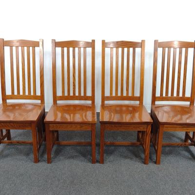 Sale Photo Thumbnail #186: Set of 4 Arts and Crafts Mission Style Dining Chairs