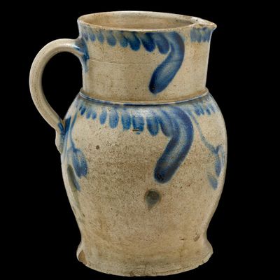 Sale Photo Thumbnail #35: 19th Century Baltimore, Maryland Cobalt Decorated Stoneware Pitcher