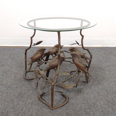 Sale Photo Thumbnail #216: Mid-Century Birds on Branches Metal Accent Table