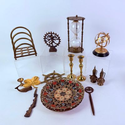 Sale Photo Thumbnail #458: Brass Decor & Decorations Incl. Hour Glass