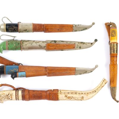 Sale Photo Thumbnail #27: 6 Finnish Puukko Knives with Sheaths
