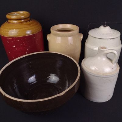 Sale Photo Thumbnail #483: 5 Pcs Stoneware and Yellowware