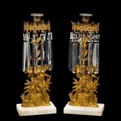 Sale Photo Thumbnail #22: Pair of 19th C Rococo Revival Girandole Candlesticks