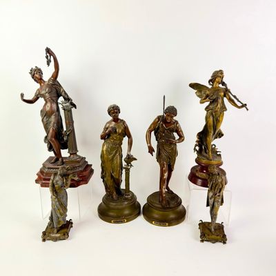 Sale Photo Thumbnail #464: 4 Spelter Metal Statues
