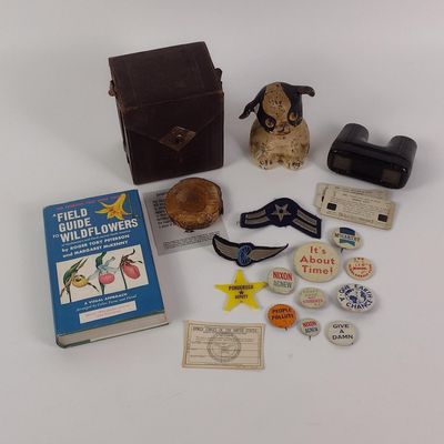 Sale Photo Thumbnail #462: Hubley "Fido" Bank, Signed Book & Antique Camera