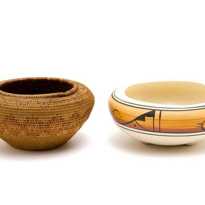 Sale Photo Thumbnail #78: Native American Basket & Native American Bowl