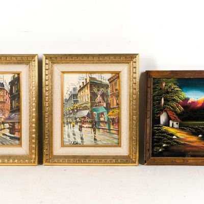 Sale Photo Thumbnail #442: 3 Framed Paintings