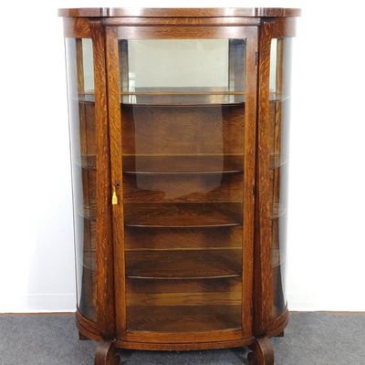 Sale Photo Thumbnail #187: Antique Victorian Bow Front Curio or China Cabinet