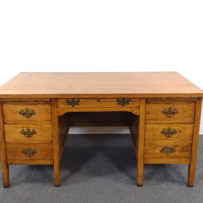 Sale Photo Thumbnail #528: Vintage Oak Pedestal Desk