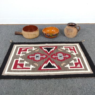 Sale Photo Thumbnail #482: 3 Pcs Pottery & Navajo Rug