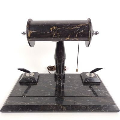Sale Photo Thumbnail #452: Marble Executive Desk Lamp With Pen Holder Set