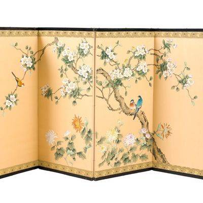 Sale Photo Thumbnail #206: Japanese Mid 20th Century Silk Room Screen