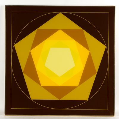 Sale Photo Thumbnail #202: Framed Op Art Geometric Reverse Painting