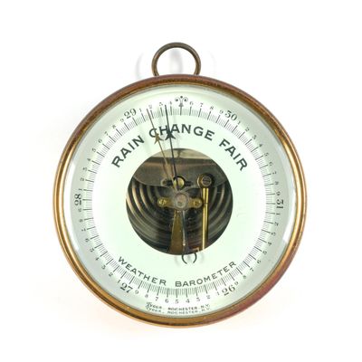 Sale Photo Thumbnail #31: Tycos Open Face Brass Aneroid Barometer
