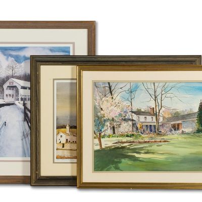 Sale Photo Thumbnail #533: 3 Framed Art Incl. Nick Ruggieri Watercolor