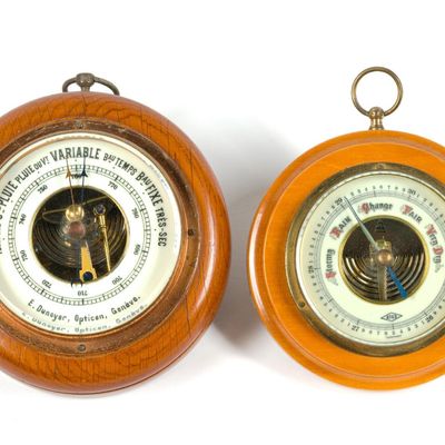 Sale Photo Thumbnail #52: 2 Vintage Wooden Aneroid Barometers Incl. ATCO & E. Dunoyer