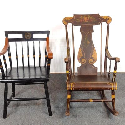 Sale Photo Thumbnail #381: Painted Rocker and University Chair
