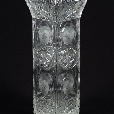 Sale Photo Thumbnail #87: Vintage Pressed and Cut Glass Square Vase