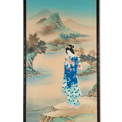 Sale Photo Thumbnail #210: Japanese Silk Scroll Painting