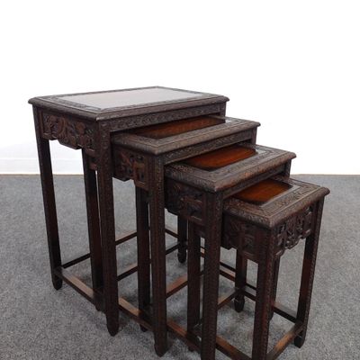 Sale Photo Thumbnail #181: Chinese Export Carved Wood Nesting Tables