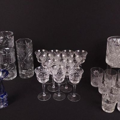 Sale Photo Thumbnail #163: Cut Glass Drinkware & Vases