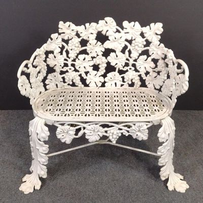 Sale Photo Thumbnail #306: Cast Iron White Painted Grapevine Garden Bench