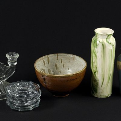 Sale Photo Thumbnail #136: Ceramic & Glass Pieces Incl. Heisey Glass & Signed Pottery